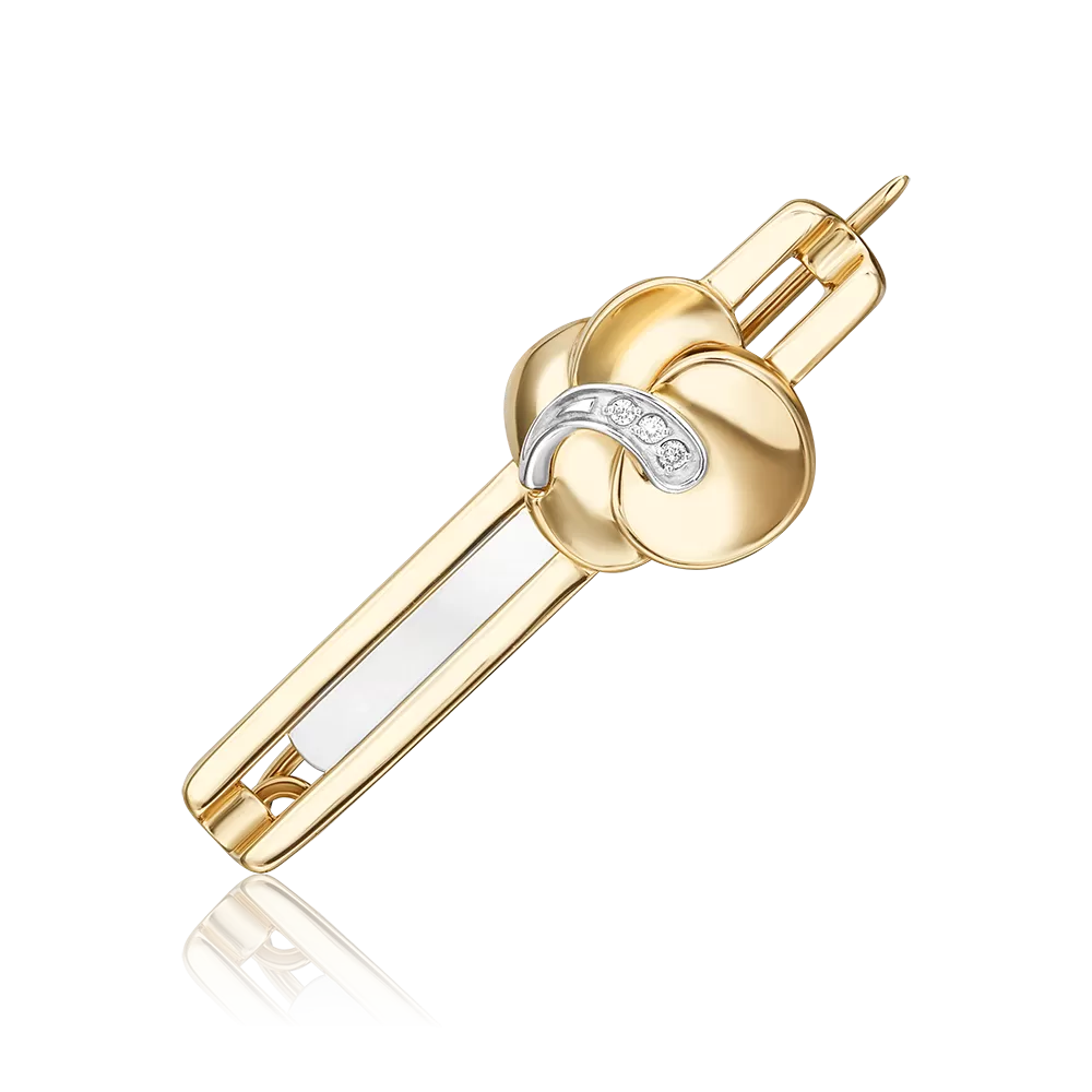 Брошь из комбинированного золота с бриллиантами 04-0271-00-101-1121