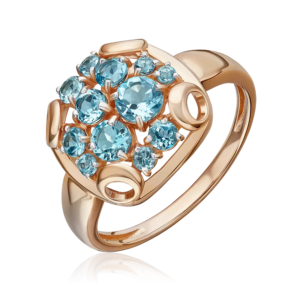 Кольцо из красного золота с топазами 01-5829-00-201-1110