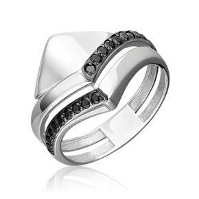 Кольцо из серебра c чёрными фианитами 01-5632-00-402-0200