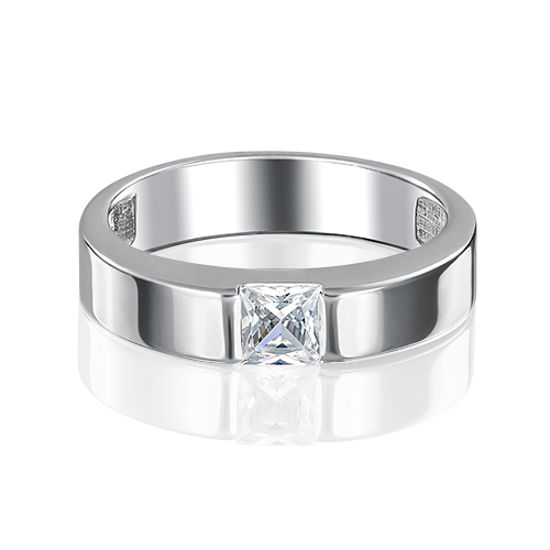 Обручальное кольцо из белого золота с фианитом 01-3340-00-401-1120-03