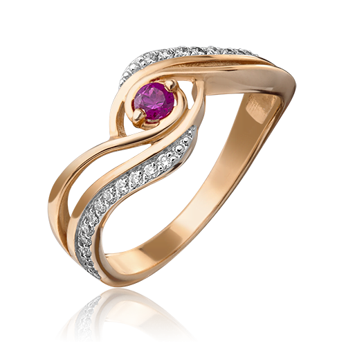 Кольцо из красного золота с рубином и бриллиантом 01-0881-00-107-1110-30