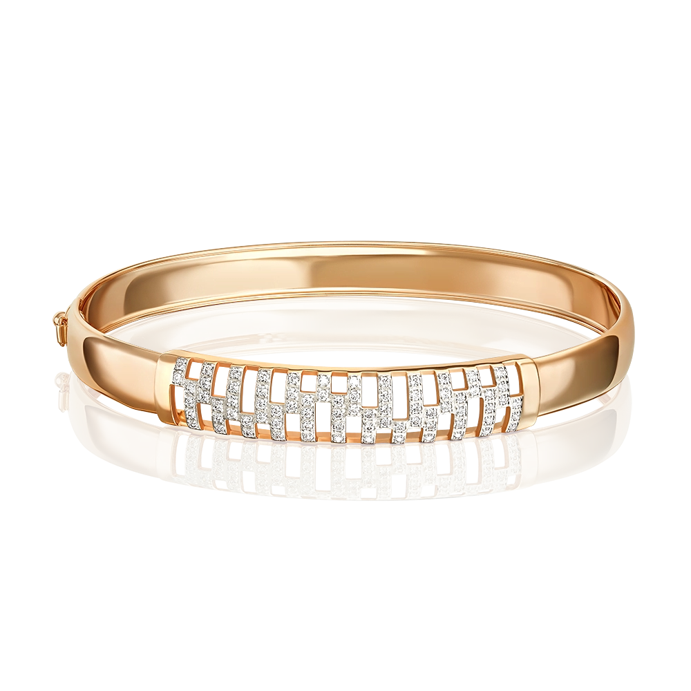 Браслет жесткий из красного золота с фианитами 05-0232-00-401-1110-23