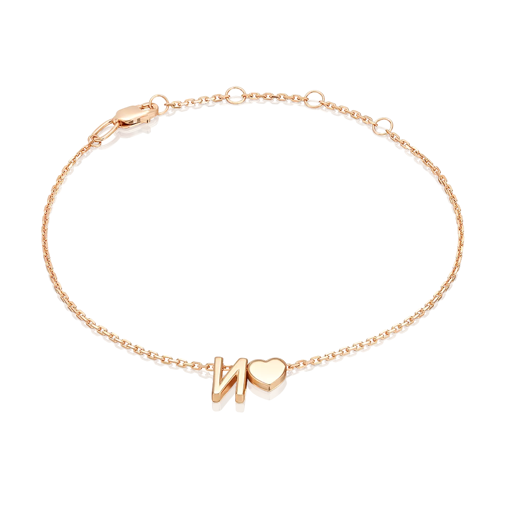 Браслет «Буква И» из красного золота 05-0858-И-000-1110