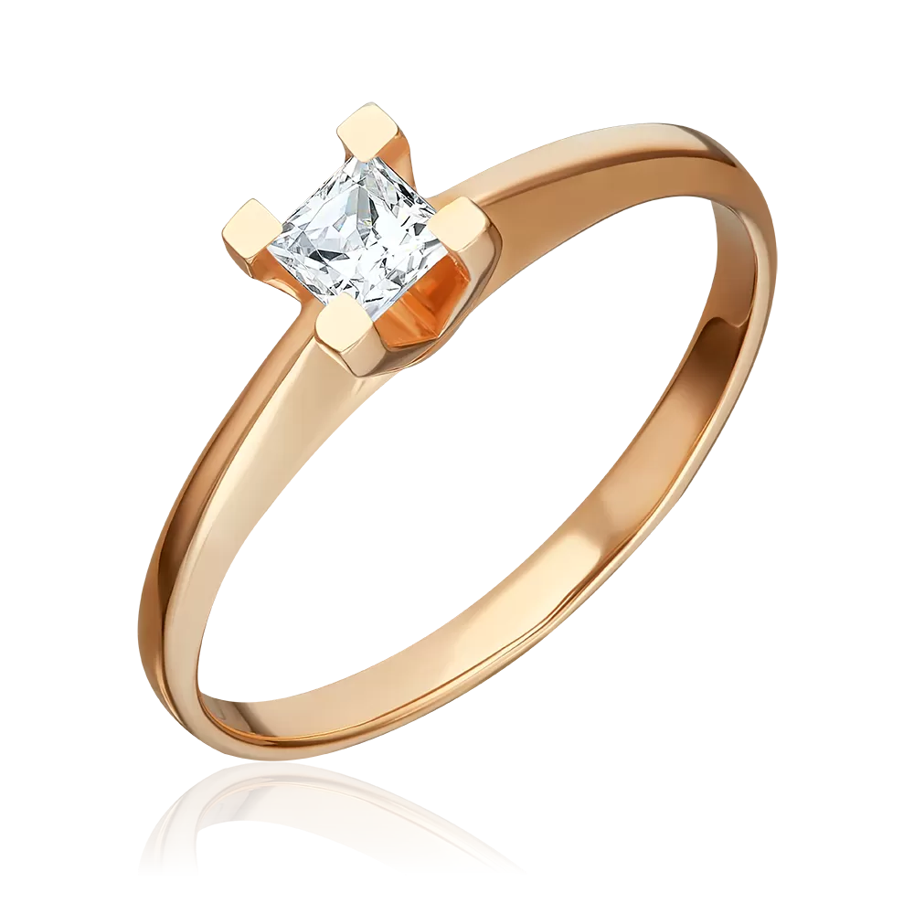 Помолвочное кольцо из красного золота с бриллиантом 01-4978-00-101-1110-30