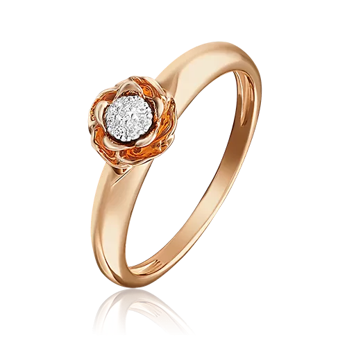 Помолвочное кольцо «Цветок» из красного золота с бриллиантами 01-4982-00-101-1110-30