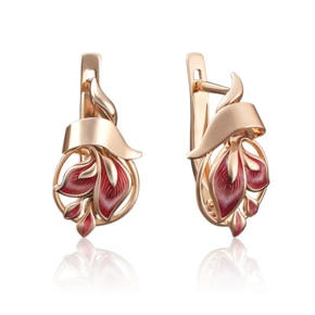 Серьги с английским замком из красного золота c эмалью 02-3866-00-000-1110-25