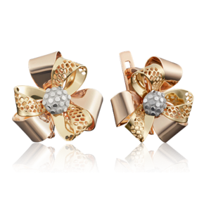 Серьги с английским замком из комбинированного золота 02-3868-00-000-1140-48