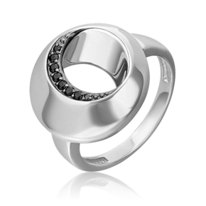 Кольцо из серебра c чёрными фианитами 01-5646-00-402-0200