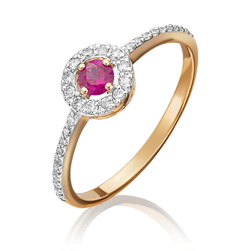 Кольцо из красного золота с рубином и бриллиантом 01-1076-00-107-1110-30