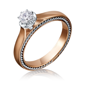 Помолвочное кольцо из комбинированного золота с фианитом 01-5196-00-501-1111-38