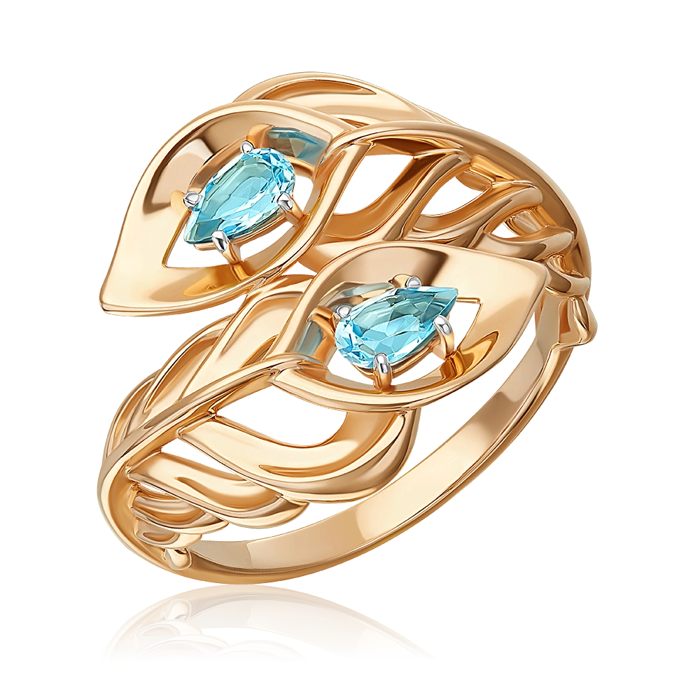 Кольцо «Перо сказочной птицы» из красного золота с топазами 01-5927-00-201-1110