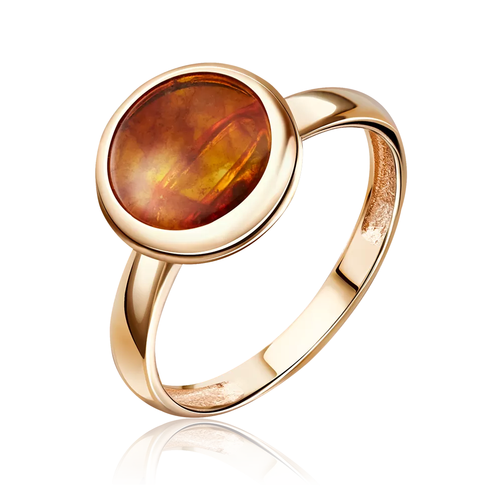 Кольцо из красного золота с янтарём 01-5164-00-271-1110-46