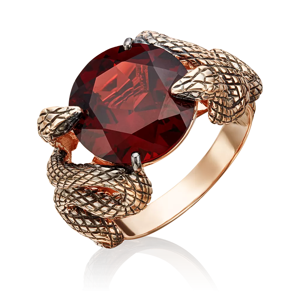 Кольцо «Хранительницы сокровища» из красного золота с гранатом 01-5445-00-204-1110-46