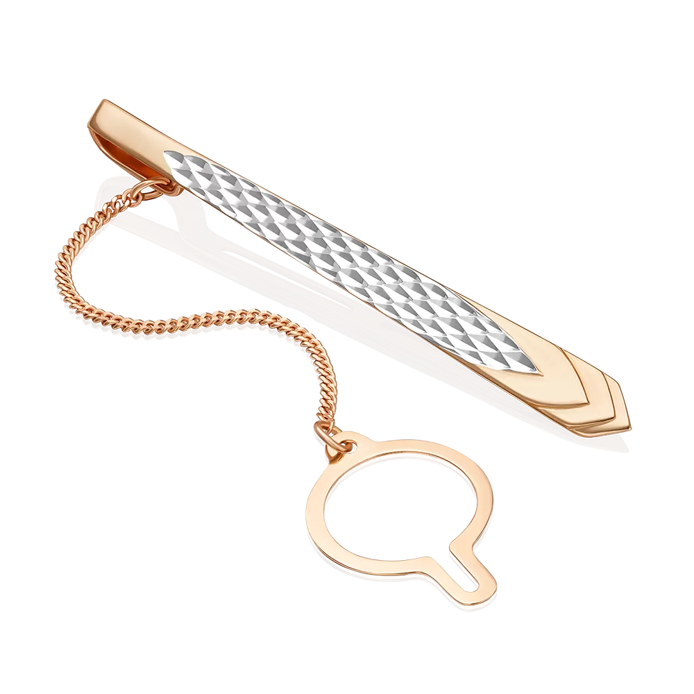 Зажим для галстука из красного золота с алмазной гранью 09-0003-01-000-1110-04