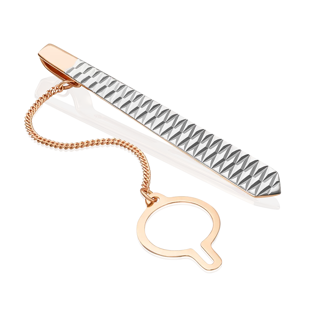 Зажим для галстука из красного золота с алмазной гранью 09-0039-01-000-1110-04