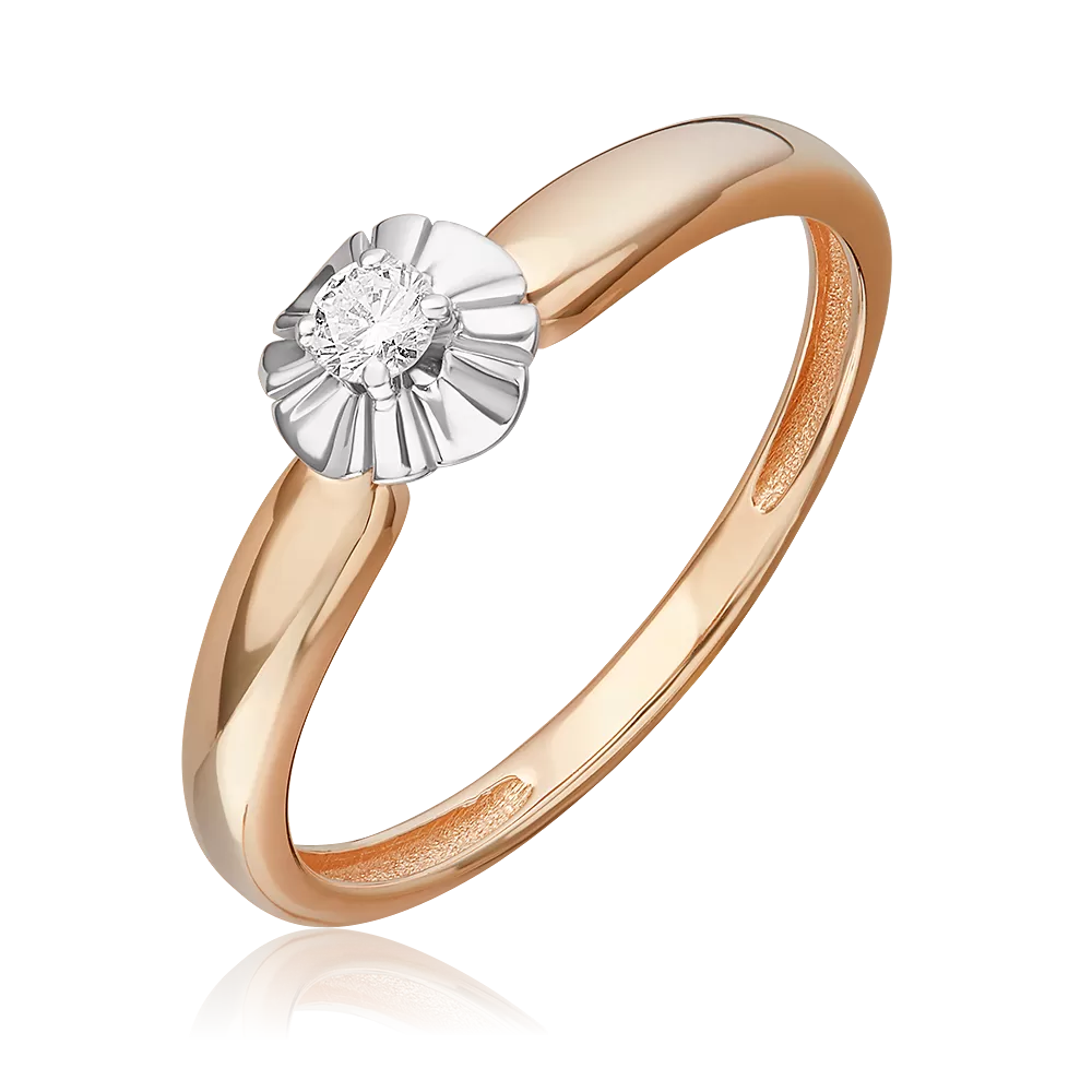 Кольцо из комбинированного золота с бриллиантом 01-5799-00-101-1111