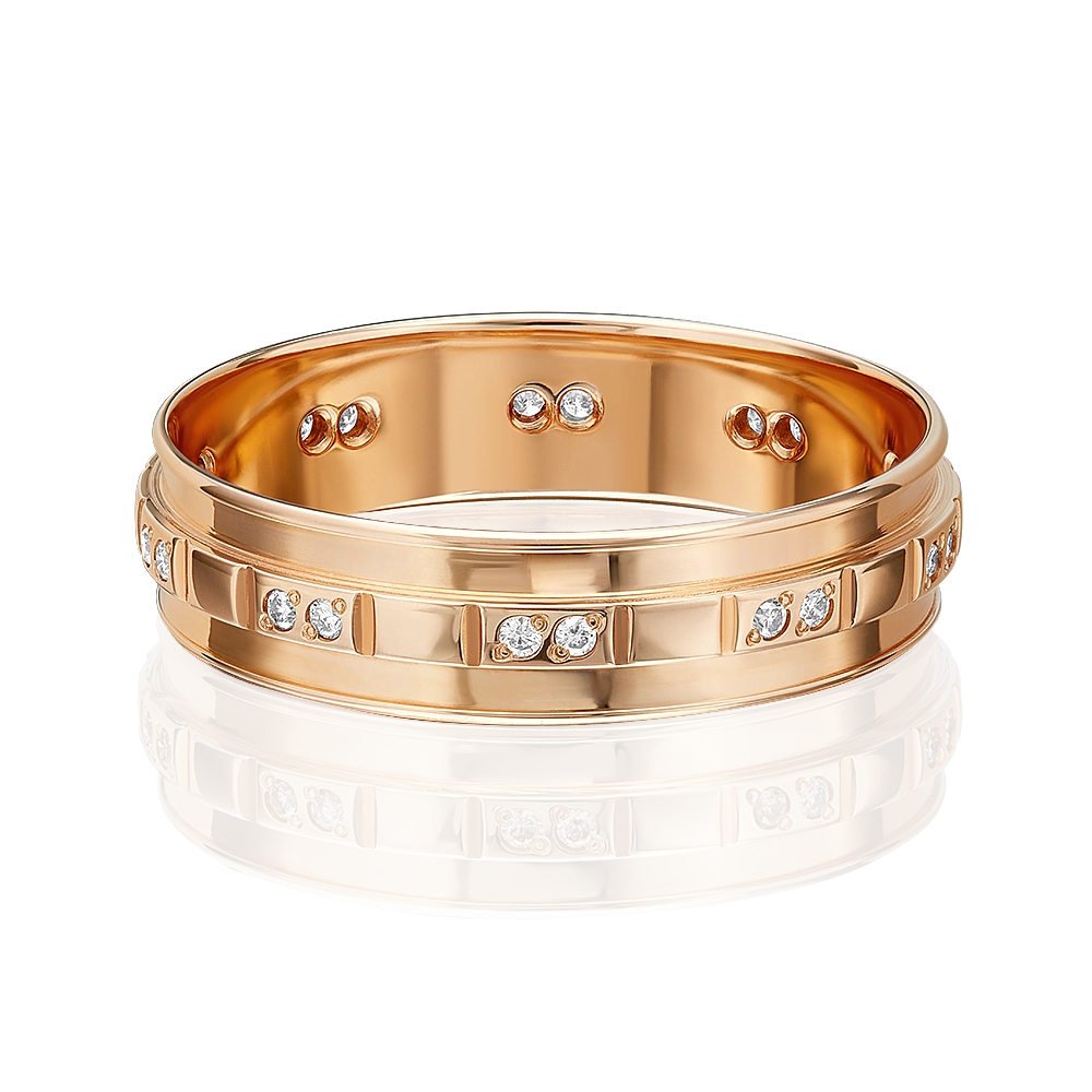 Обручальное кольцо из красного золота с бриллиантами 01-1245-00-101-1110-30