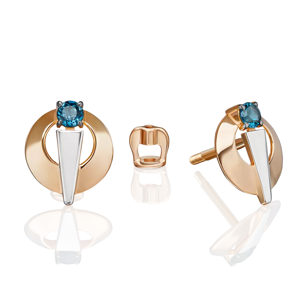 Серьги-пусеты из красного золота с топазом 02-5412-01-201-1110