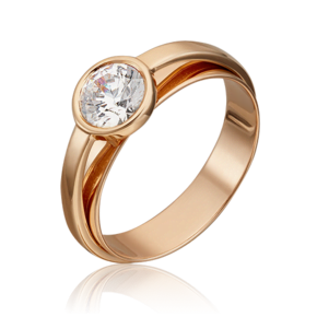 Помолвочное кольцо из красного золота c фианитом 01-5405-00-501-1110-38