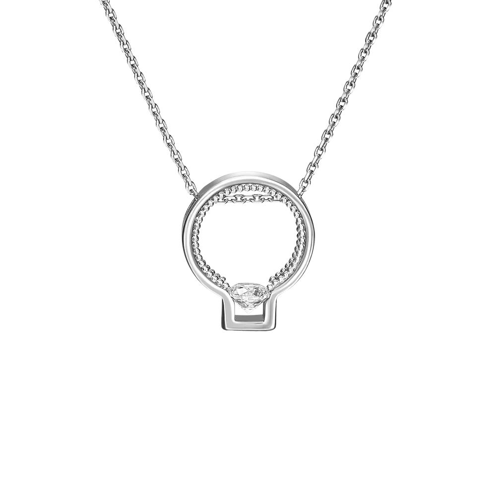 Колье из белого золота с фианитом 07-0195-00-501-1120-38