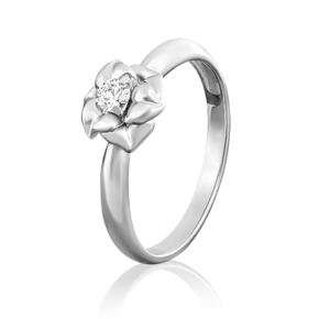 Помолвочное кольцо "Цветок" из белого золота c фианитом 01-5018-00-501-1120-38