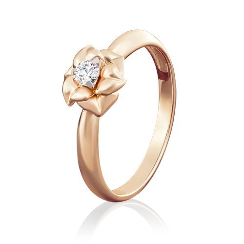 Помолвочное кольцо из красного золота с фианитом 01-5018-00-501-1110-38