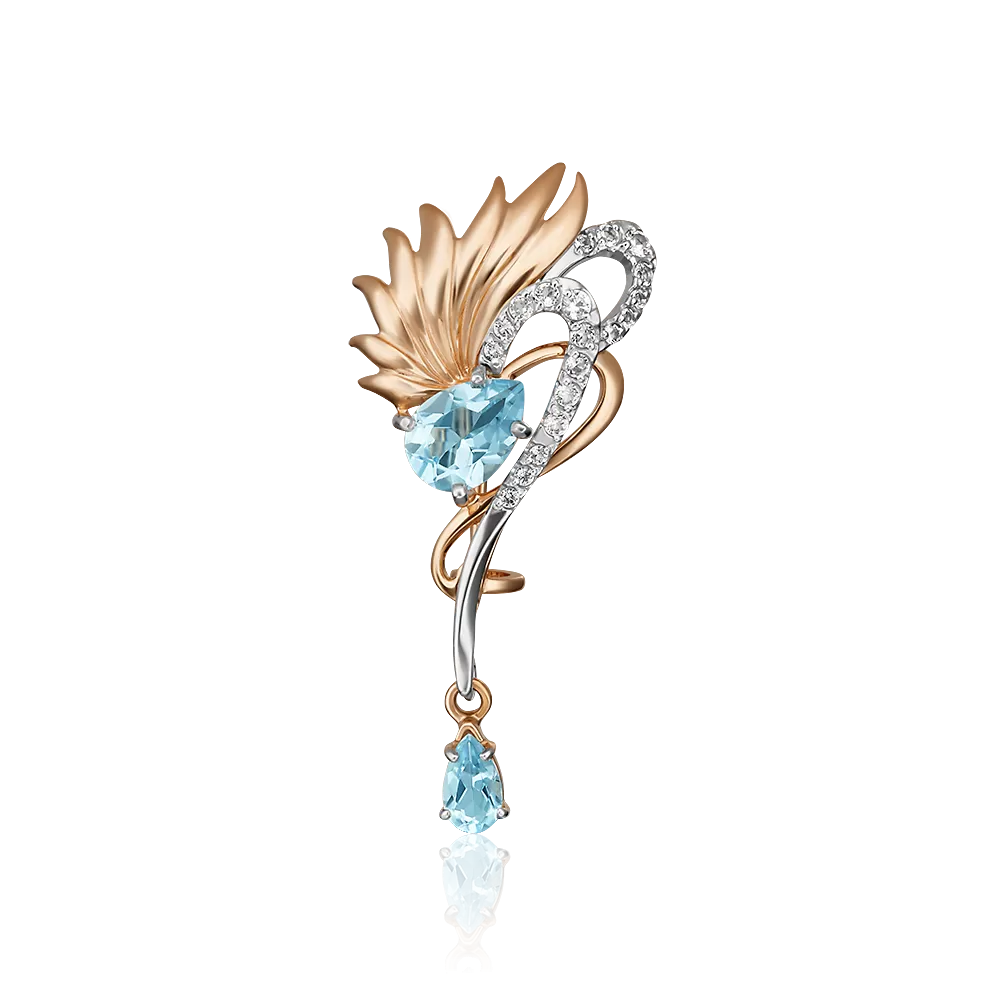 Брошь из комбинированного золота с топазами и натуральными топазами white 04-0244-00-201-1111-57