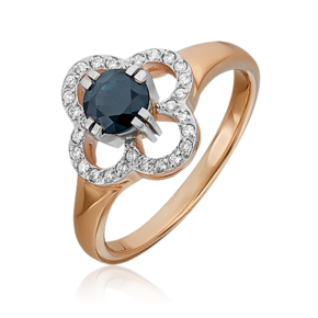Кольцо из комбинированного золота c сапфиром и бриллиантами 01-0187-00-105-1111-30