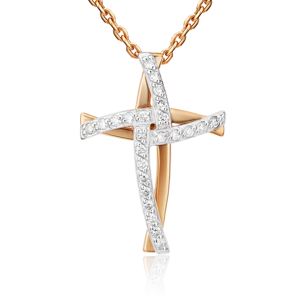 Декоративный крест из комбинированного золота с бриллиантами 03-3309-00-101-1111-30