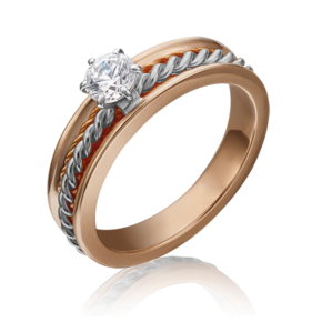 Помолвочное кольцо из комбинированного золота с фианитом 01-5260-00-501-1111-38