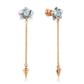 Серьги «Орхидеи» (пожелание любви) из комбинированного золота c топазом 02-4708-00-201-1111-75