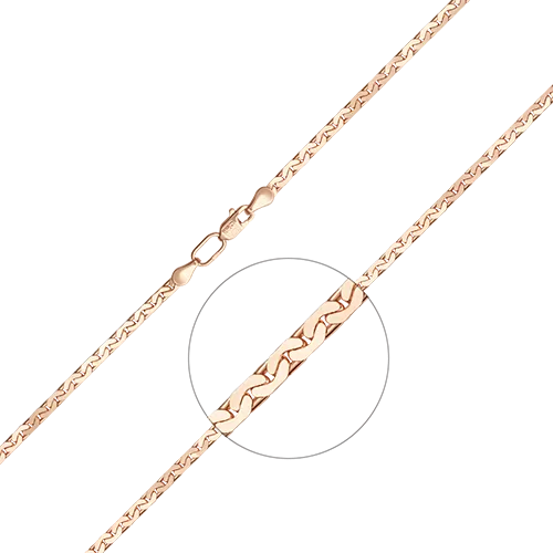 Цепь из красного золота с алмазной гранью (плетение «Якорное плоское») 21-4303-080-1110-17