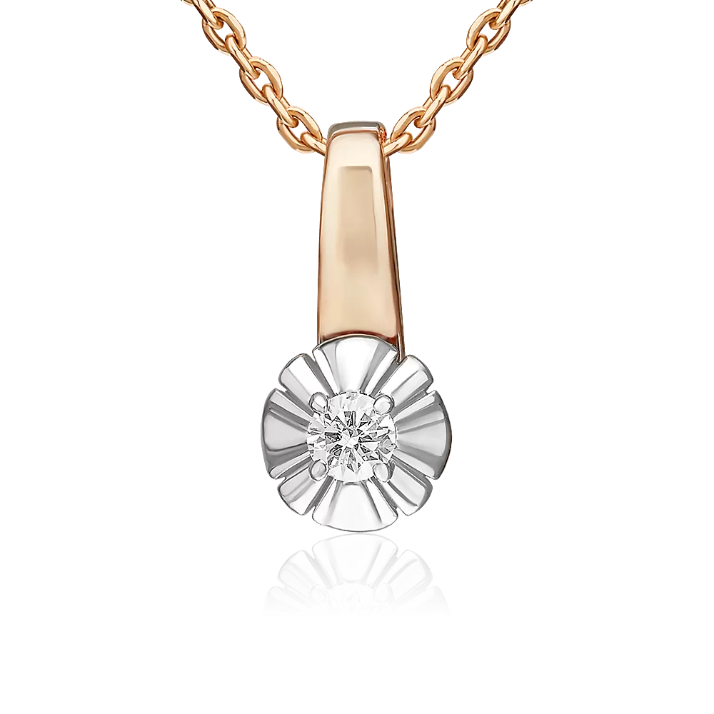 Подвеска из комбинированного золота с бриллиантом 03-3518-00-101-1111