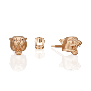 Серьги-пусеты «Пантеры» из красного золота с эмалью 02-5304-00-000-1110