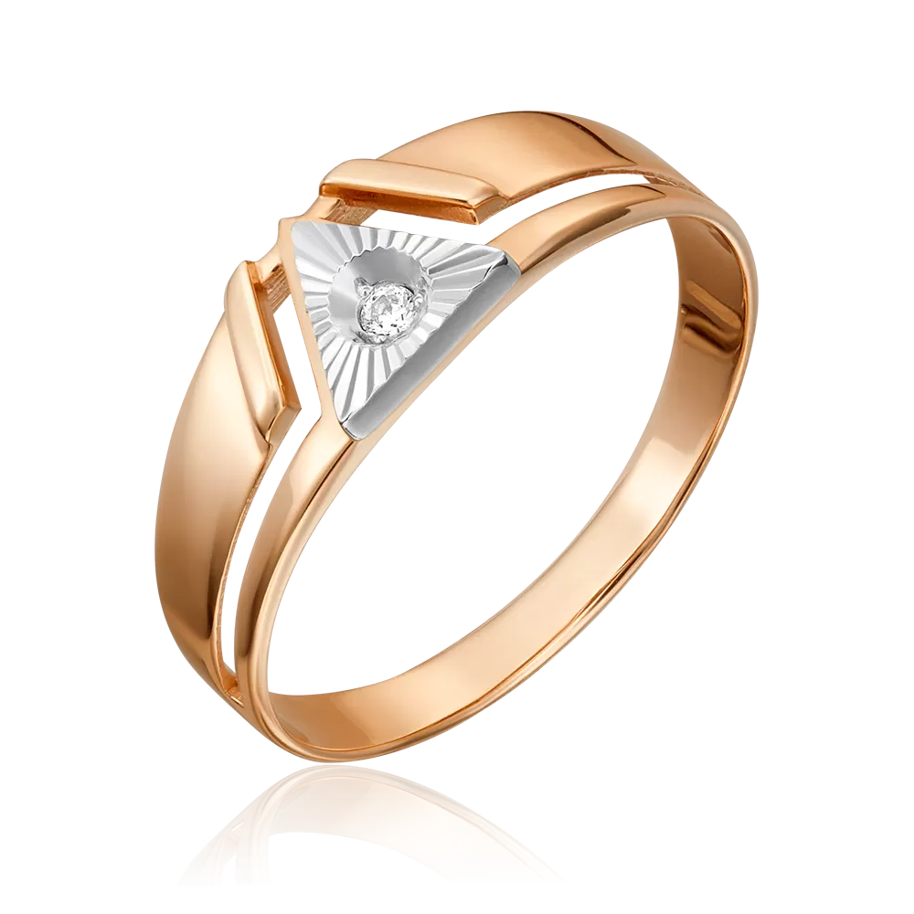 Печатка из комбинированного золота с фианитом 01-1144-00-401-1111-05