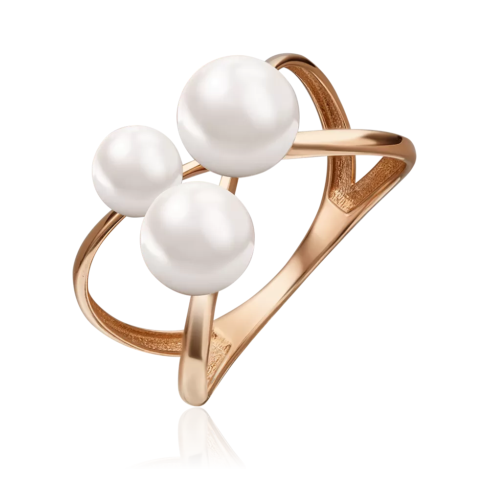 Кольцо из красного золота с жемчугом культивированным 01-5303-00-301-1110-31