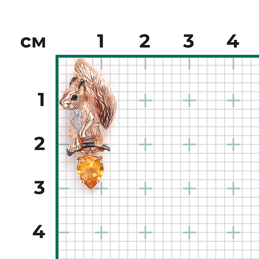 Подвеска «Белка» из красного золота с цитрином и эмалью 03-3502-00-206-1110  купить в интернет-магазине PLATINA