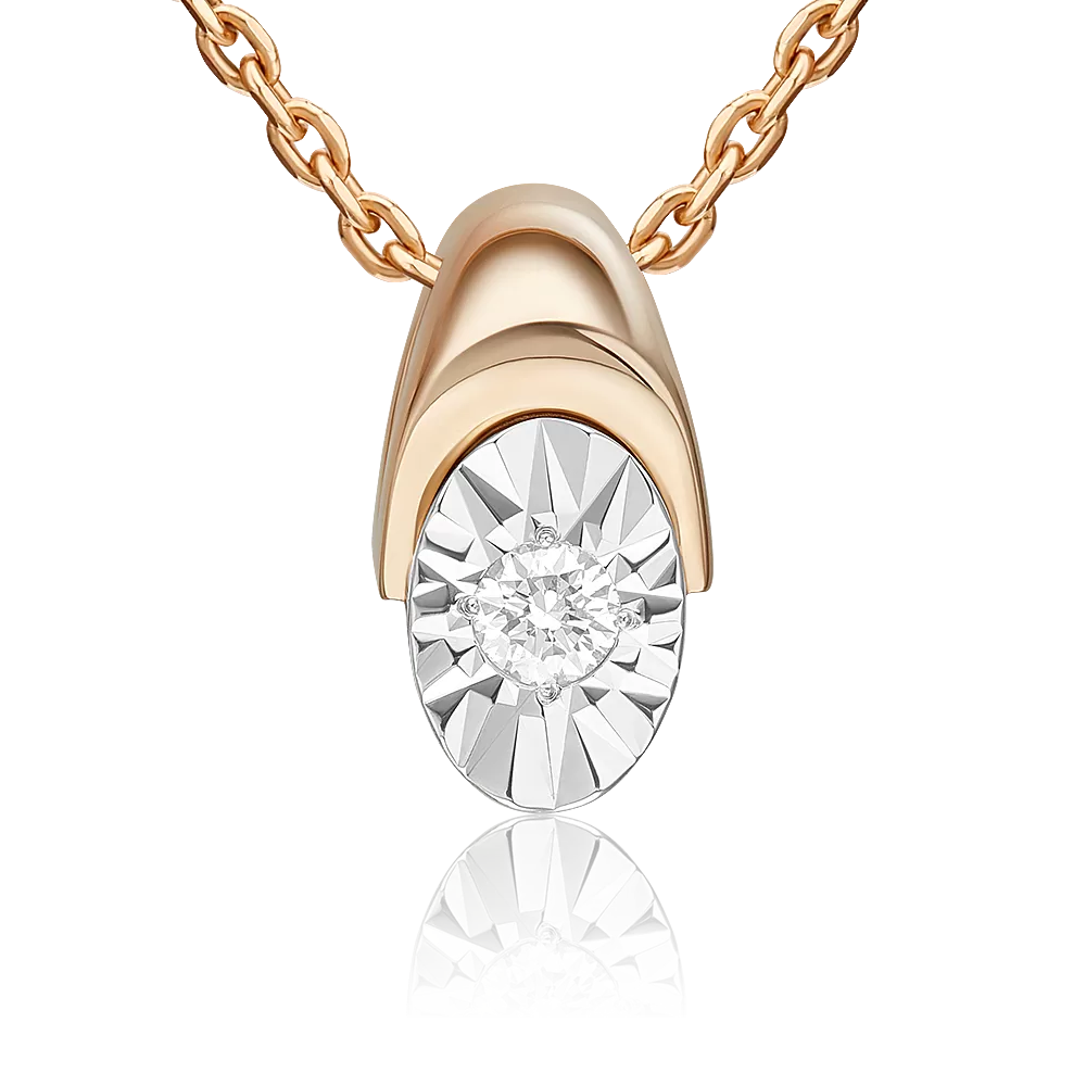 Подвеска-бегунок из комбинированного золота с бриллиантом 03-3468-00-101-1111