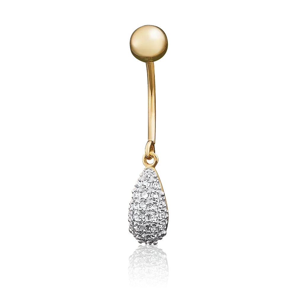 Пирсинг в пупок из лимонного золота с синтетическими вставками 06-3322-00-801-1130-55