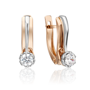 Серьги с английским замком из комбинированного золота c фианитом 02-4404-00-501-1111-38