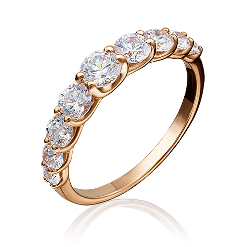 Помолвочное кольцо из красного золота с фианитом 01-1357-00-501-1110-38