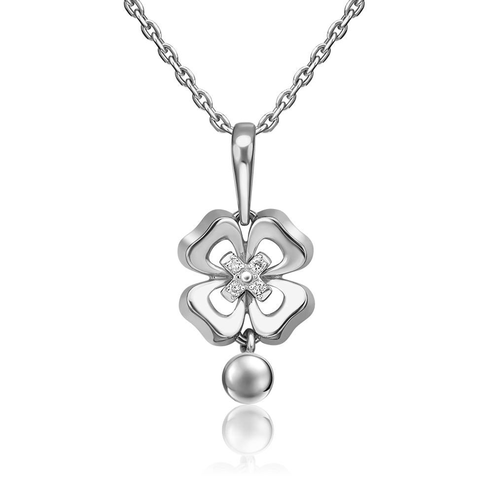 Подвеска «Клевер. Незабываемые моменты» из белого золота с