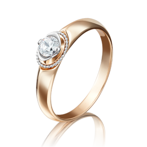 Помолвочное кольцо из красного золота с фианитом 01-5132-00-501-1110-38