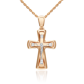 Православный крест из комбинированного золота 03-3156-00-000-1111-42