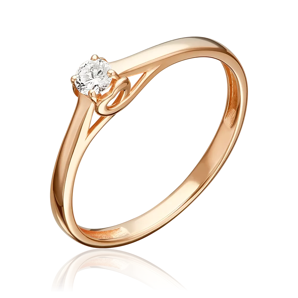 Помолвочное кольцо из красного золота с бриллиантом 01-5959-00-101-1110