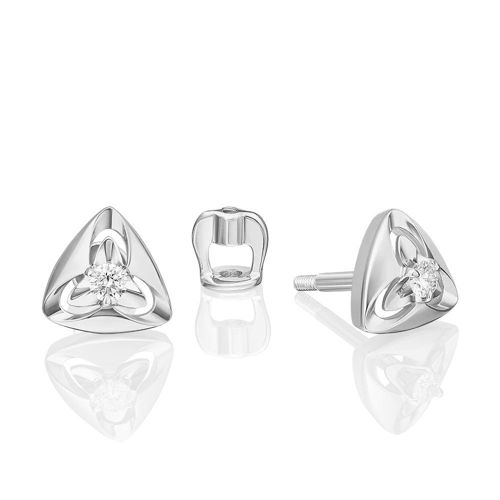 Серьги-пусеты из белого золота с бриллиантом 02-5441-00-101-1120