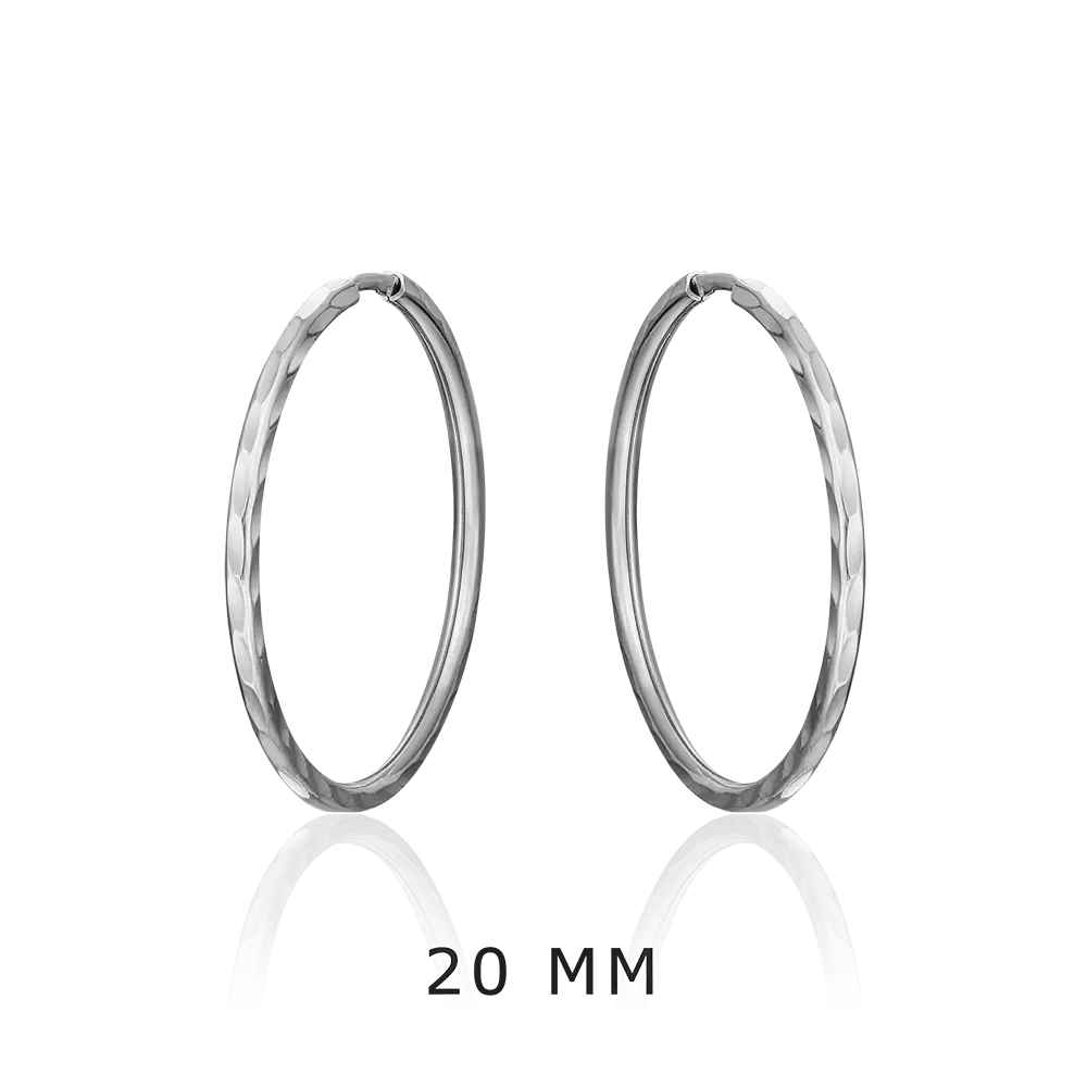 Серьги-конго из белого золота с алмазной гранью 02-0074-02-000-1120-19