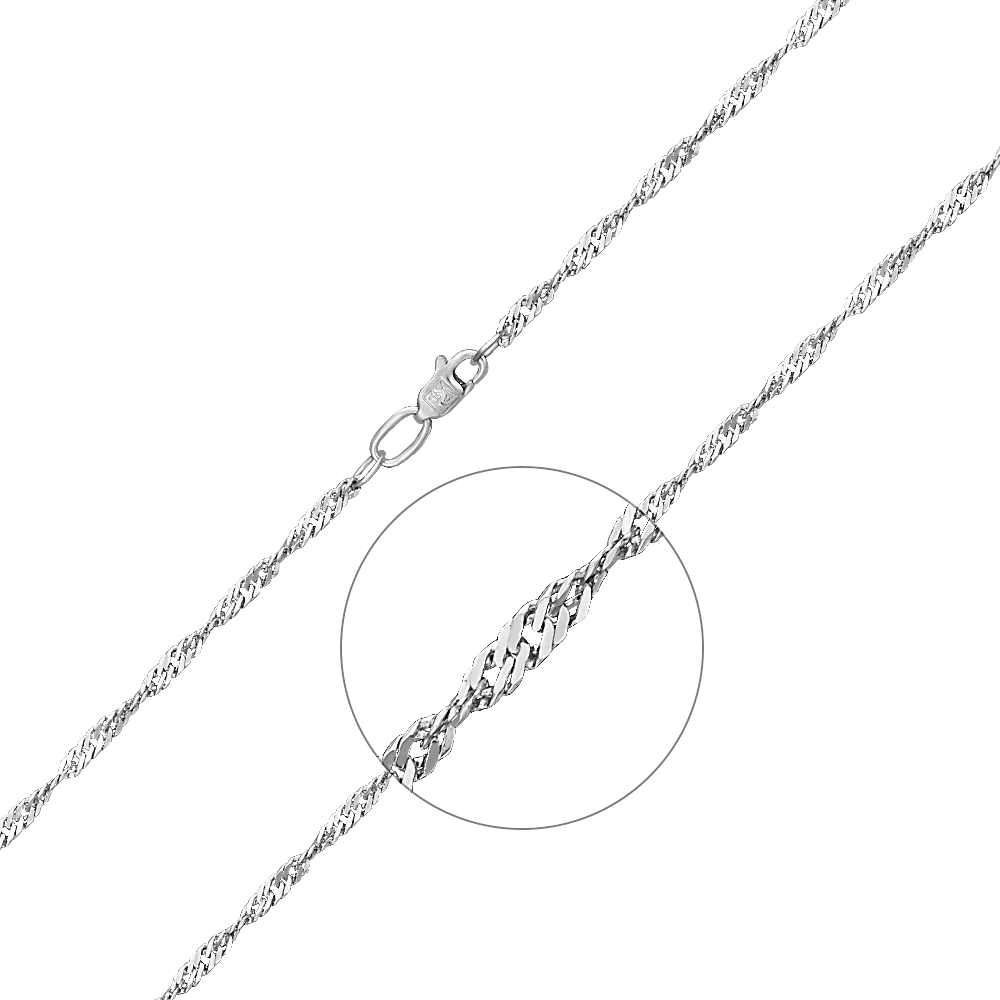 Цепь из белого золота с алмазной гранью (плетение сингапур) 21-0711-035-1120-17
