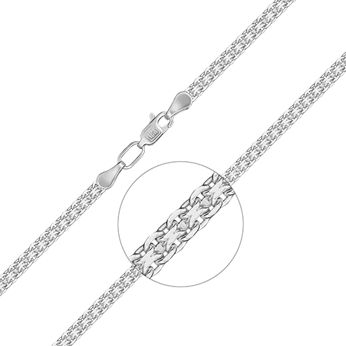 Браслет из белого золота с алмазной гранью (плетение «Бисмарк двойной якорь») 22-2011-060-1120-17