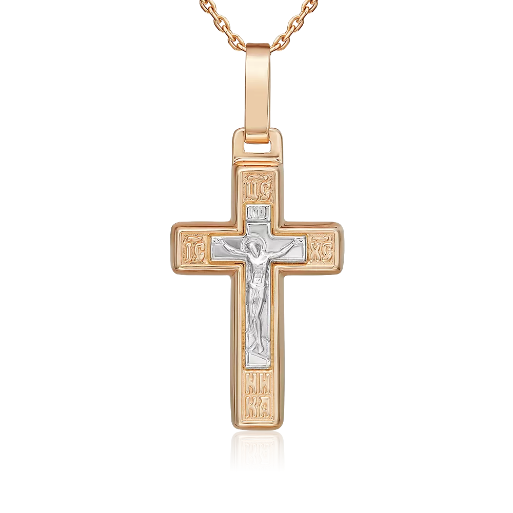 Православный крест из комбинированного золота 03-2054-00-000-1111-63